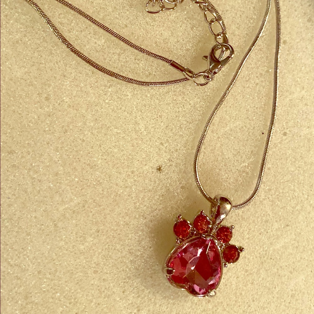 SOLD Sterling silver chain with pink/purple paw 🐾